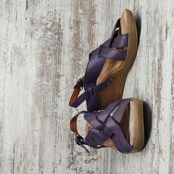 🟥NWOT Lucky Brand Bree Purple Leather Strappy Platform Wedge Sandal - Picture 7 of 16